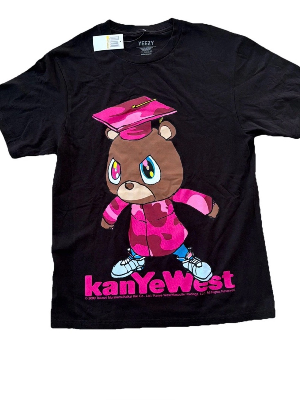 Yeezy Black Tee with Pink Bear Graphic - Kanye West NWT